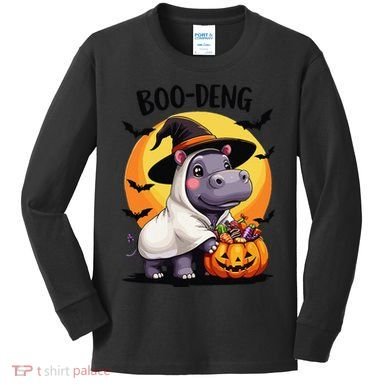 Moo Deng Halloween Boo Deng Costume Moodeng Hippo Kids Long Sleeve Shirt
