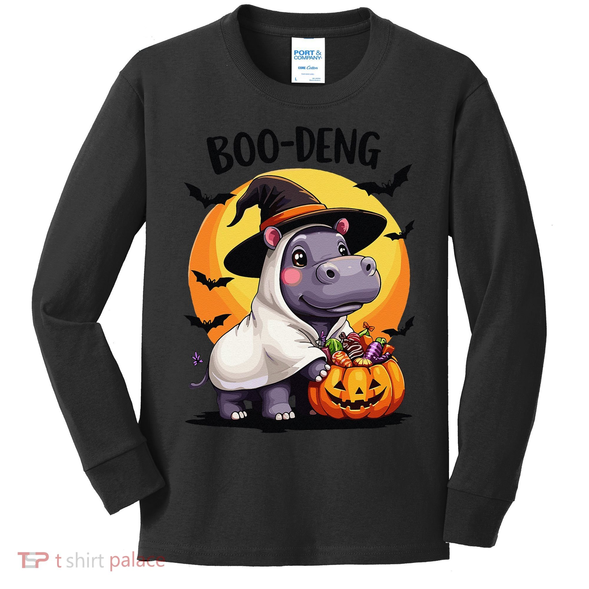 Moo Deng Halloween Boo Deng Costume Moodeng Hippo Kids Long Sleeve Shirt