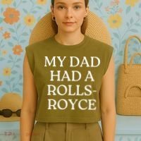 My Dad Had A Rolls Royce Garment-Dyed Women's Muscle Tee thumb 4