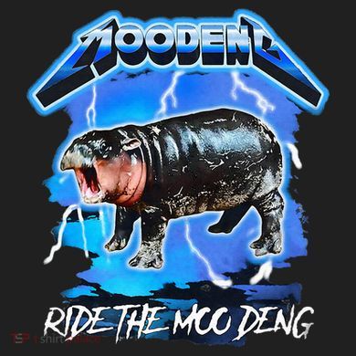 Moo Deng Hippo Ride The Moo Deng 7 Panel Mesh Trucker Snapback Hat