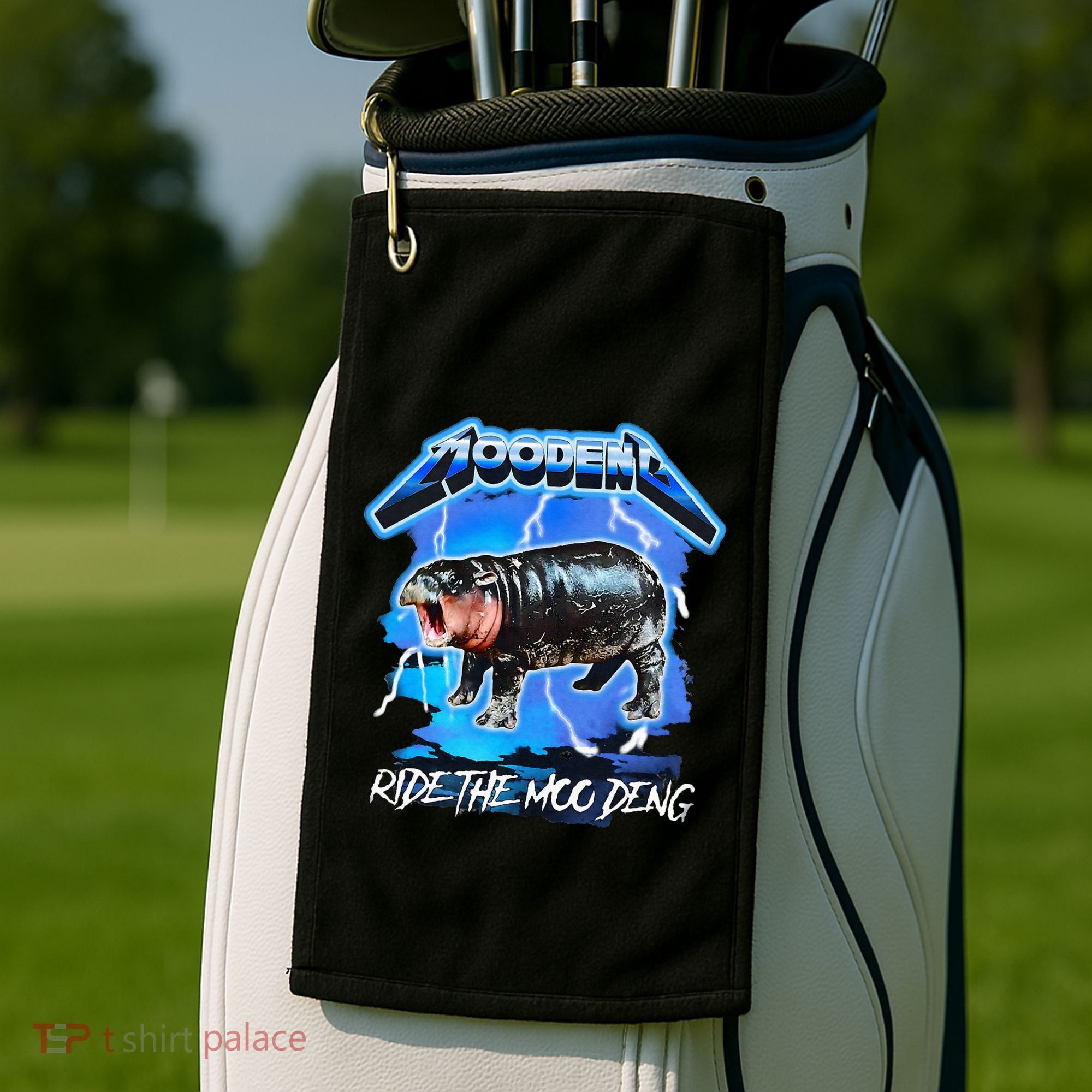 Moo Deng Hippo Ride The Moo Deng Golf Towel