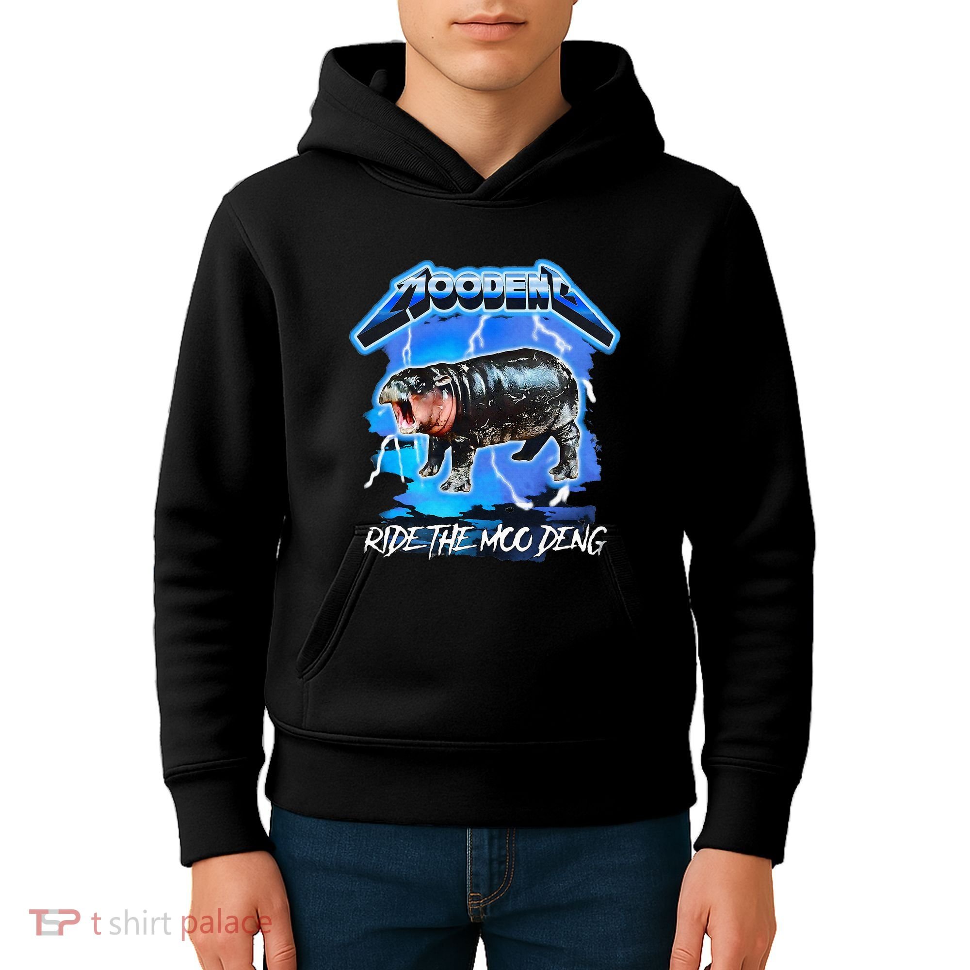Moo Deng Hippo Ride The Moo Deng Kids Hoodie