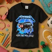 Moo Deng Hippo Ride The Moo Deng Kids T-Shirt thumb 3
