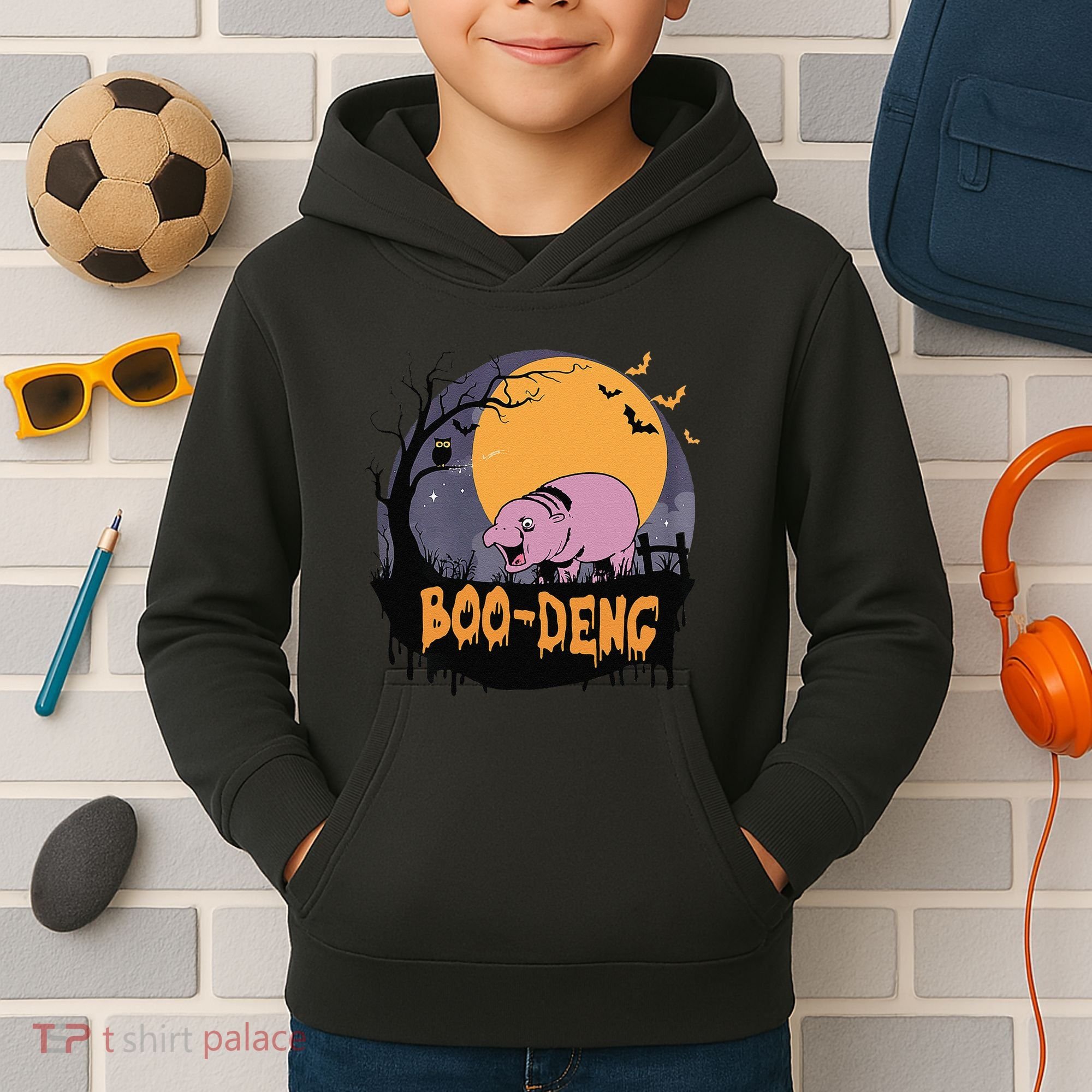 Moo Deng Halloween Boo Deng Halloween Kids Hoodie