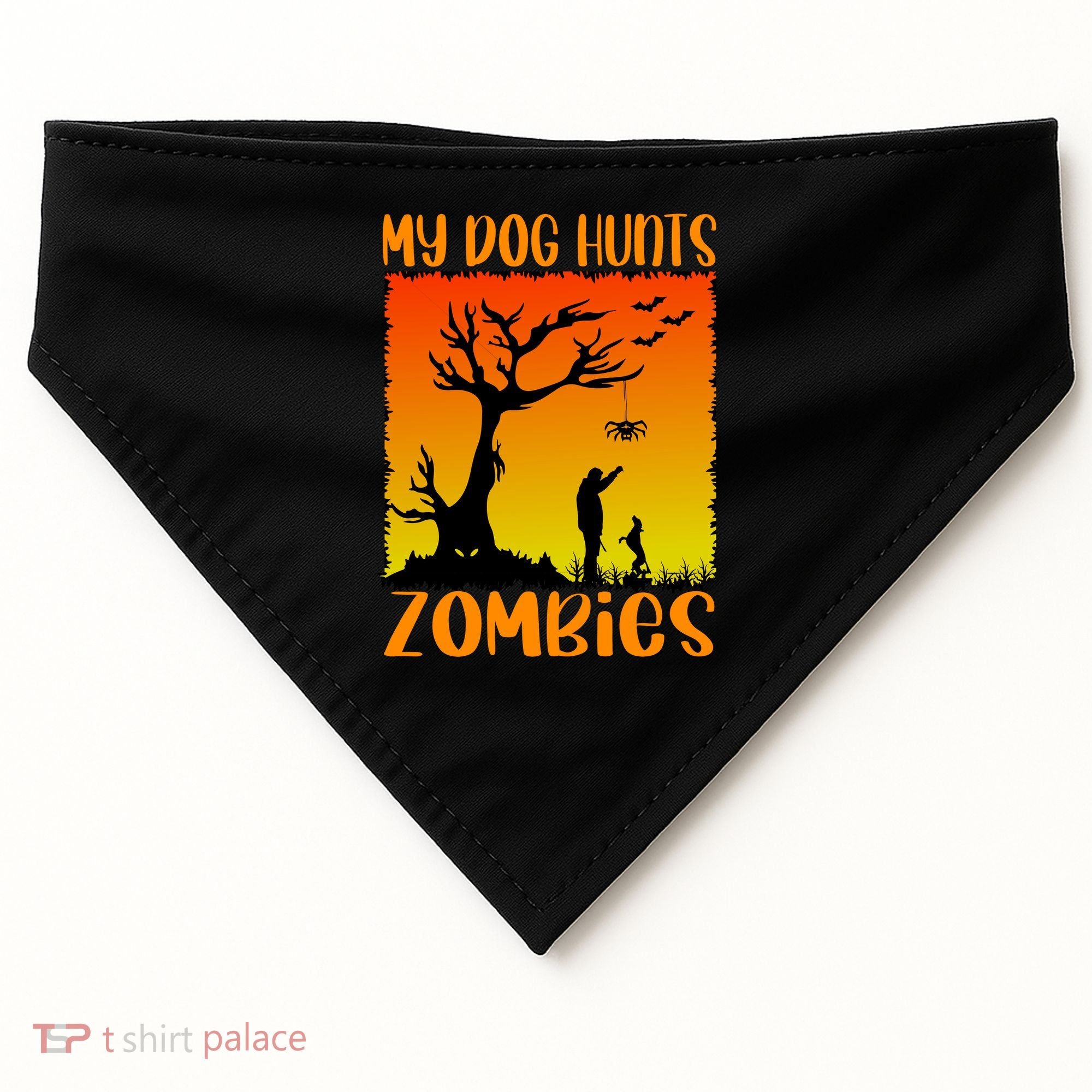 My Dog Hunts Zombies Halloween USA-Made Doggie Bandana