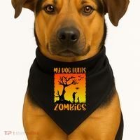 My Dog Hunts Zombies Halloween USA-Made Doggie Bandana thumb 1
