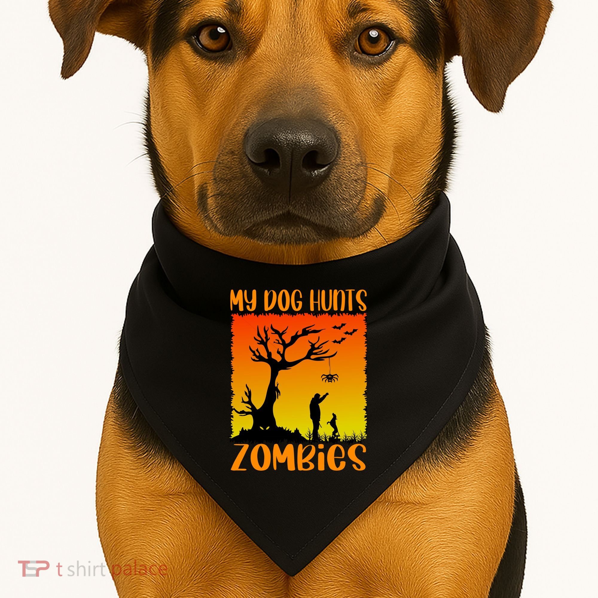 My Dog Hunts Zombies Halloween USA-Made Doggie Bandana