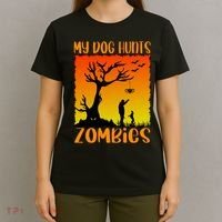 My Dog Hunts Zombies Halloween T-Shirt thumb 4