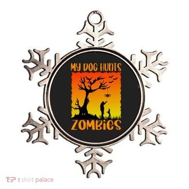 My Dog Hunts Zombies Halloween Ornament