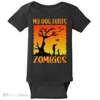 My Dog Hunts Zombies Halloween Baby Bodysuit thumb 0
