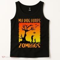 My Dog Hunts Zombies Halloween Tank Top thumb 2