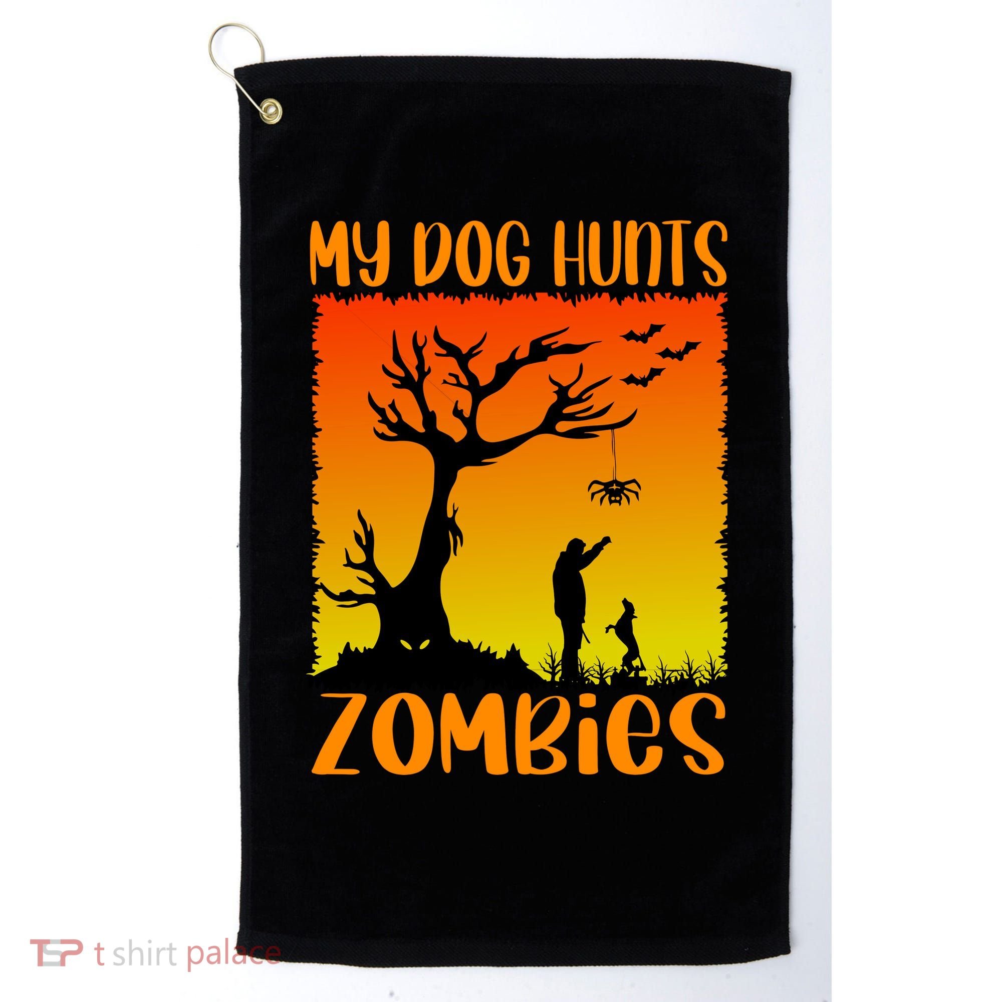 My Dog Hunts Zombies Halloween Golf Towel