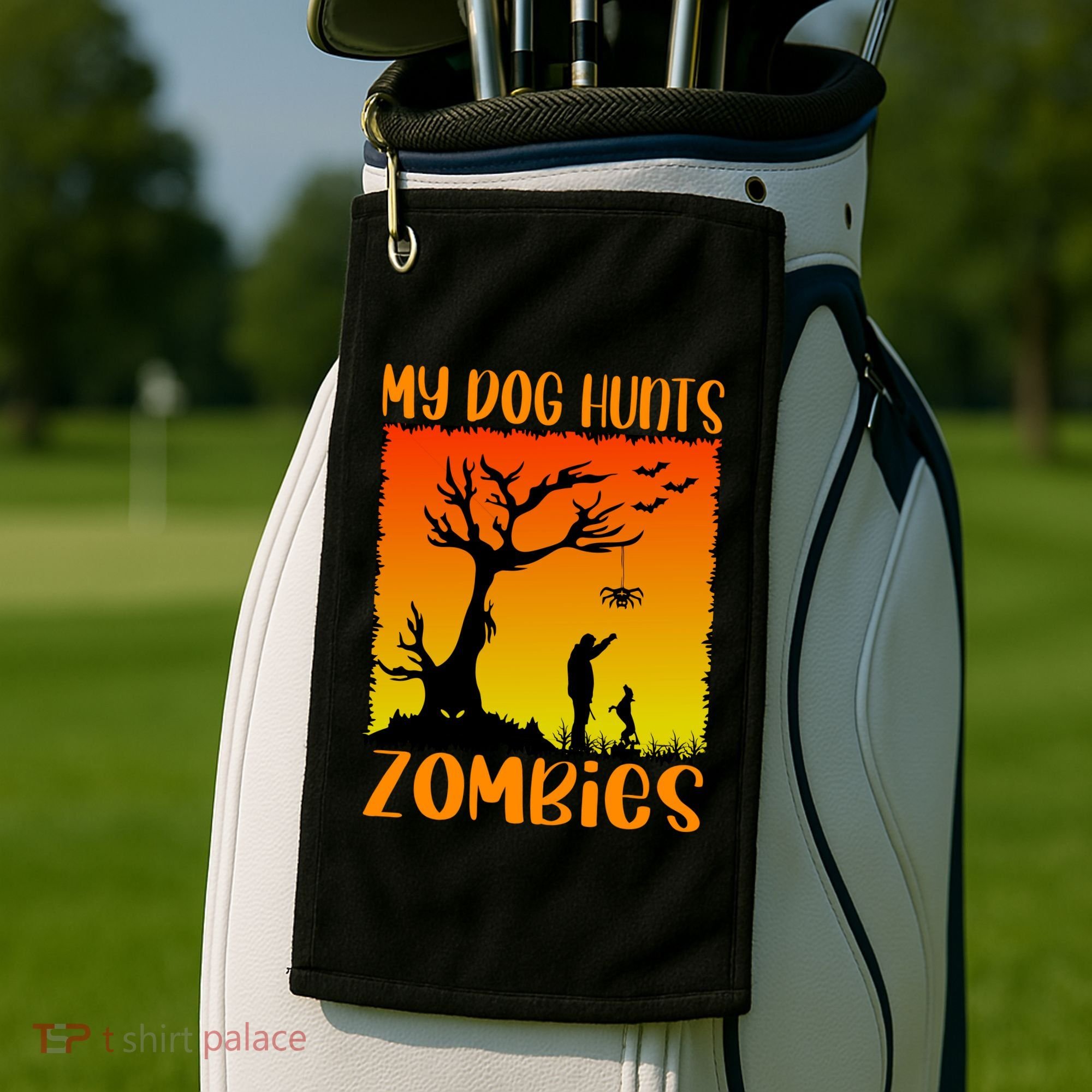 My Dog Hunts Zombies Halloween Golf Towel