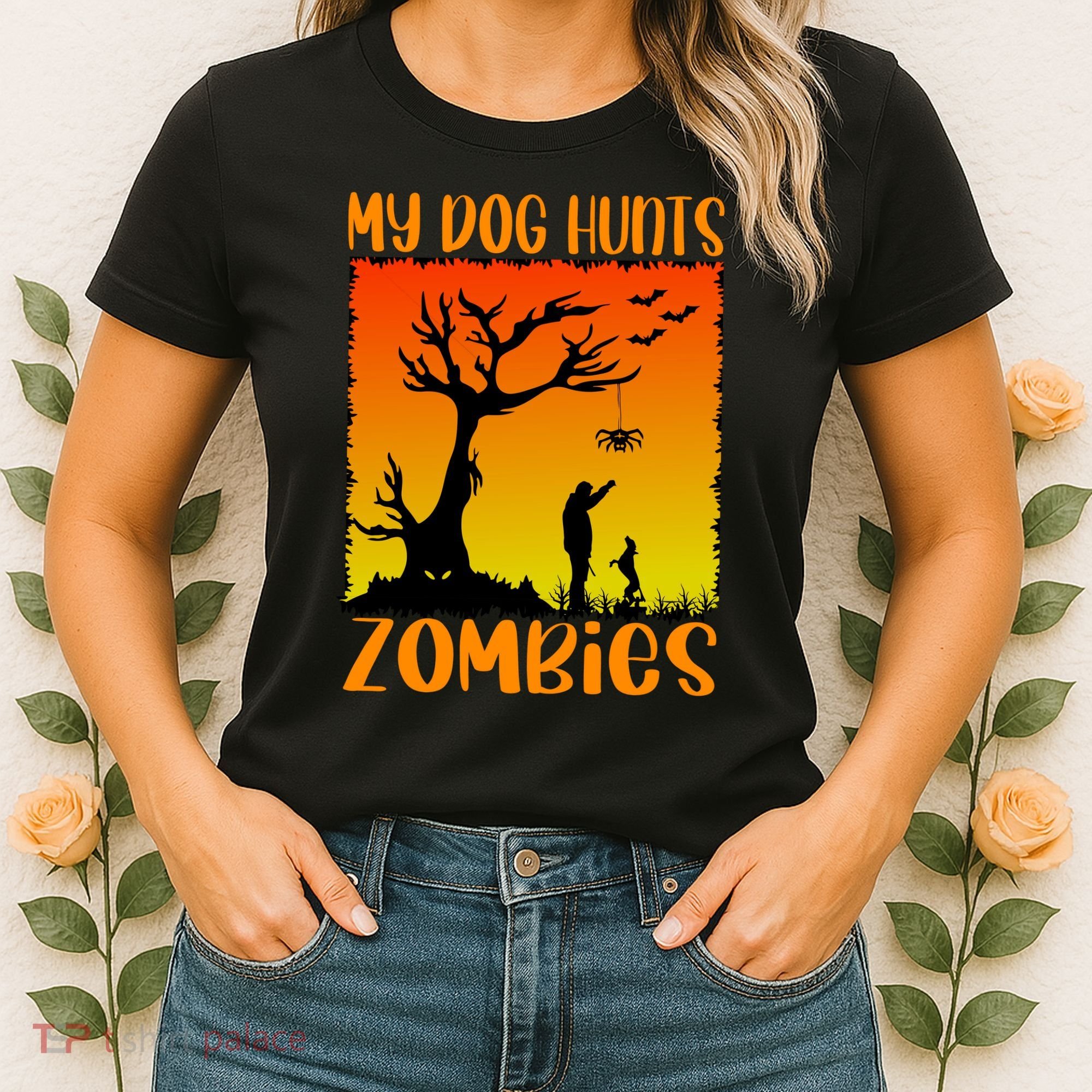 My Dog Hunts Zombies Halloween Women's T-Shirt