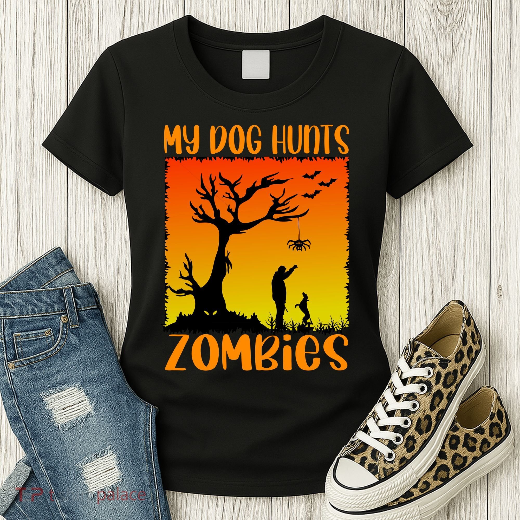 My Dog Hunts Zombies Halloween Women's T-Shirt