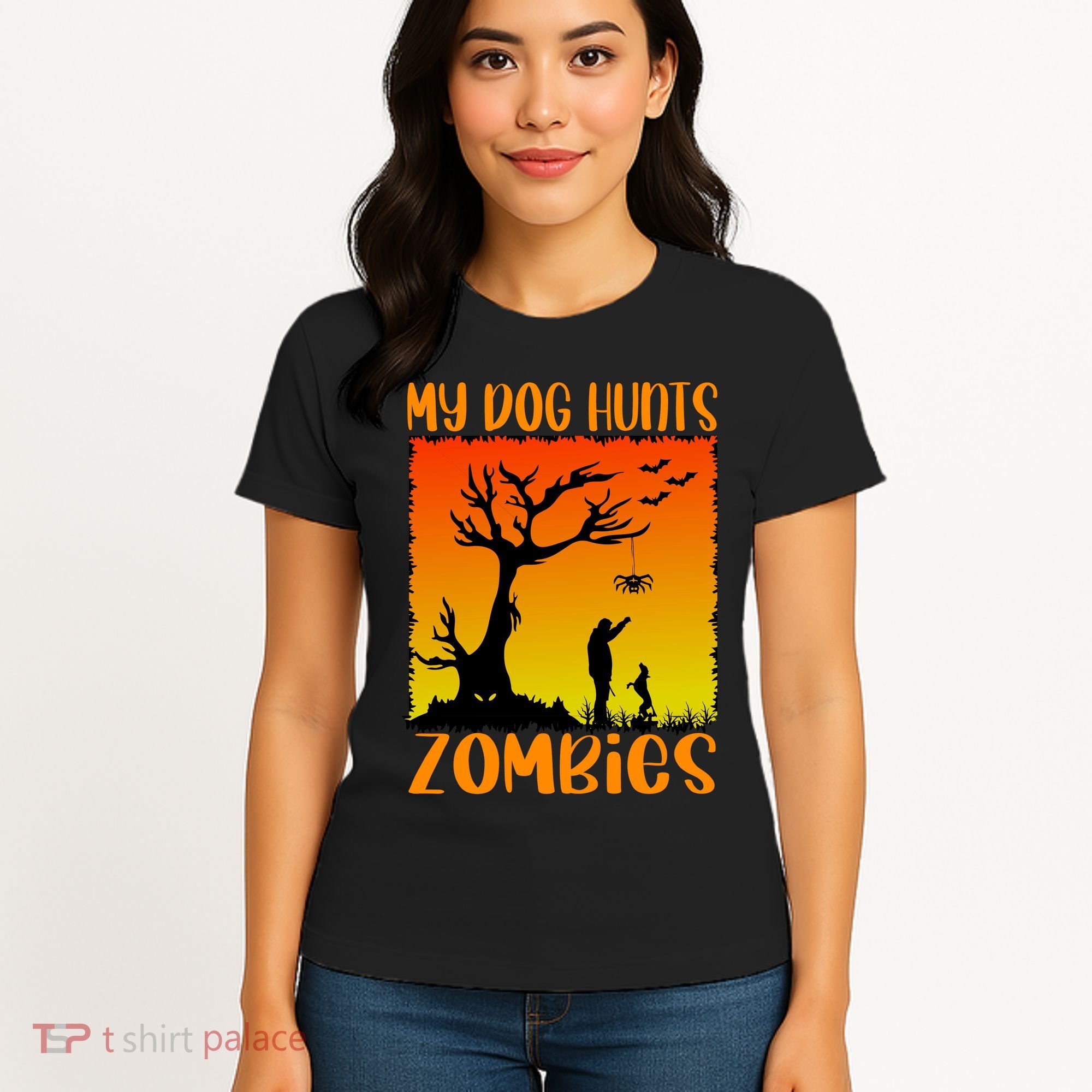 My Dog Hunts Zombies Halloween Women's T-Shirt