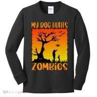 My Dog Hunts Zombies Halloween Kids Long Sleeve Shirt thumb 0