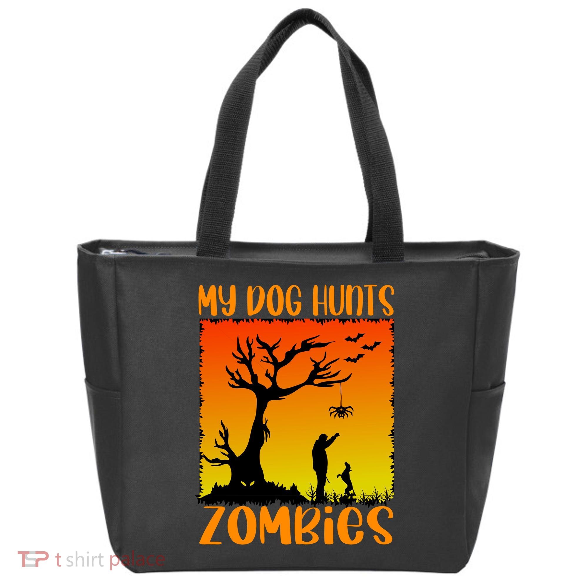 My Dog Hunts Zombies Halloween Tote Bag