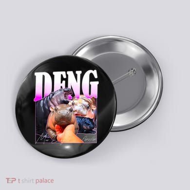Moo Deng Hippo Baby Pygmy Funny Button