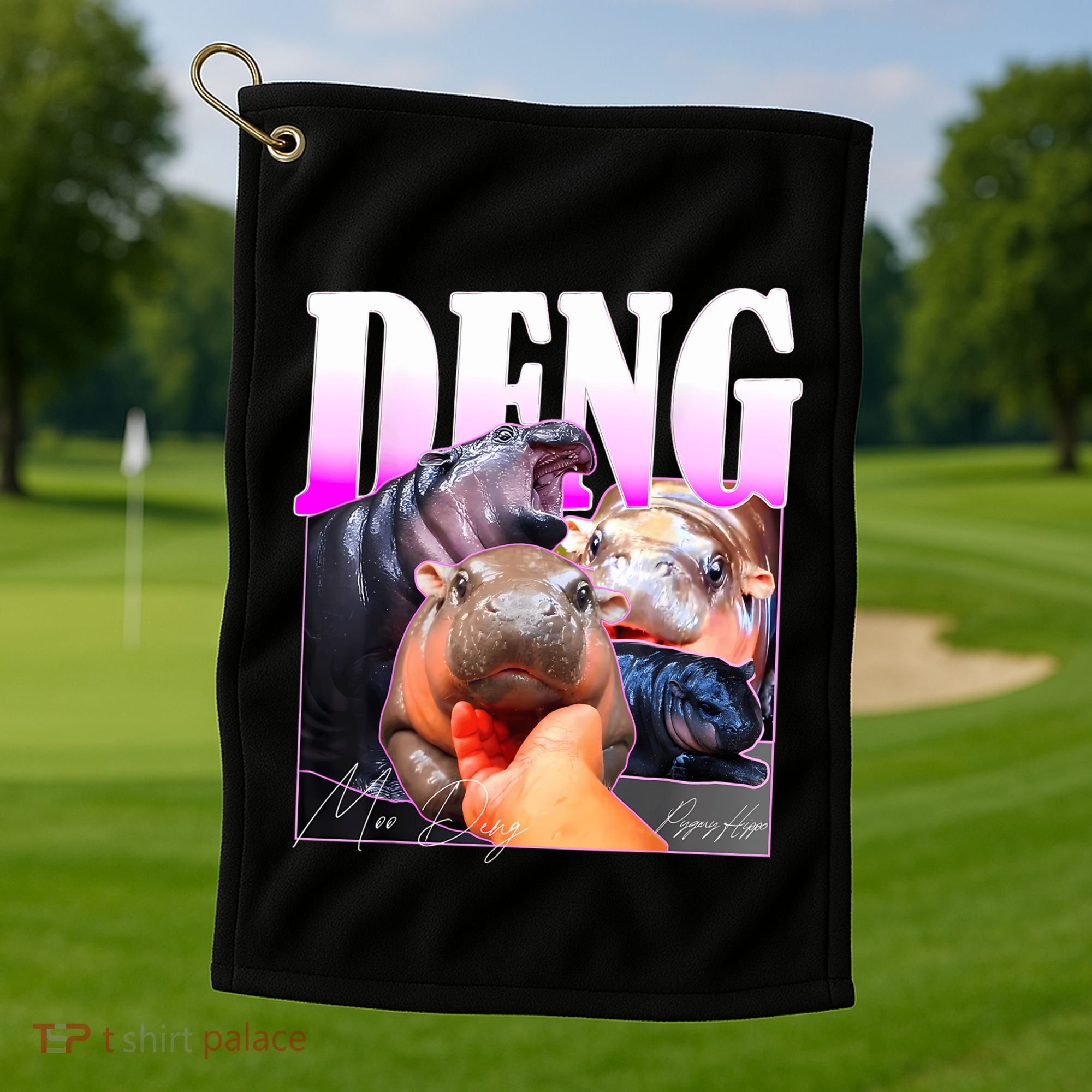 Moo Deng Hippo Baby Pygmy Funny Golf Towel