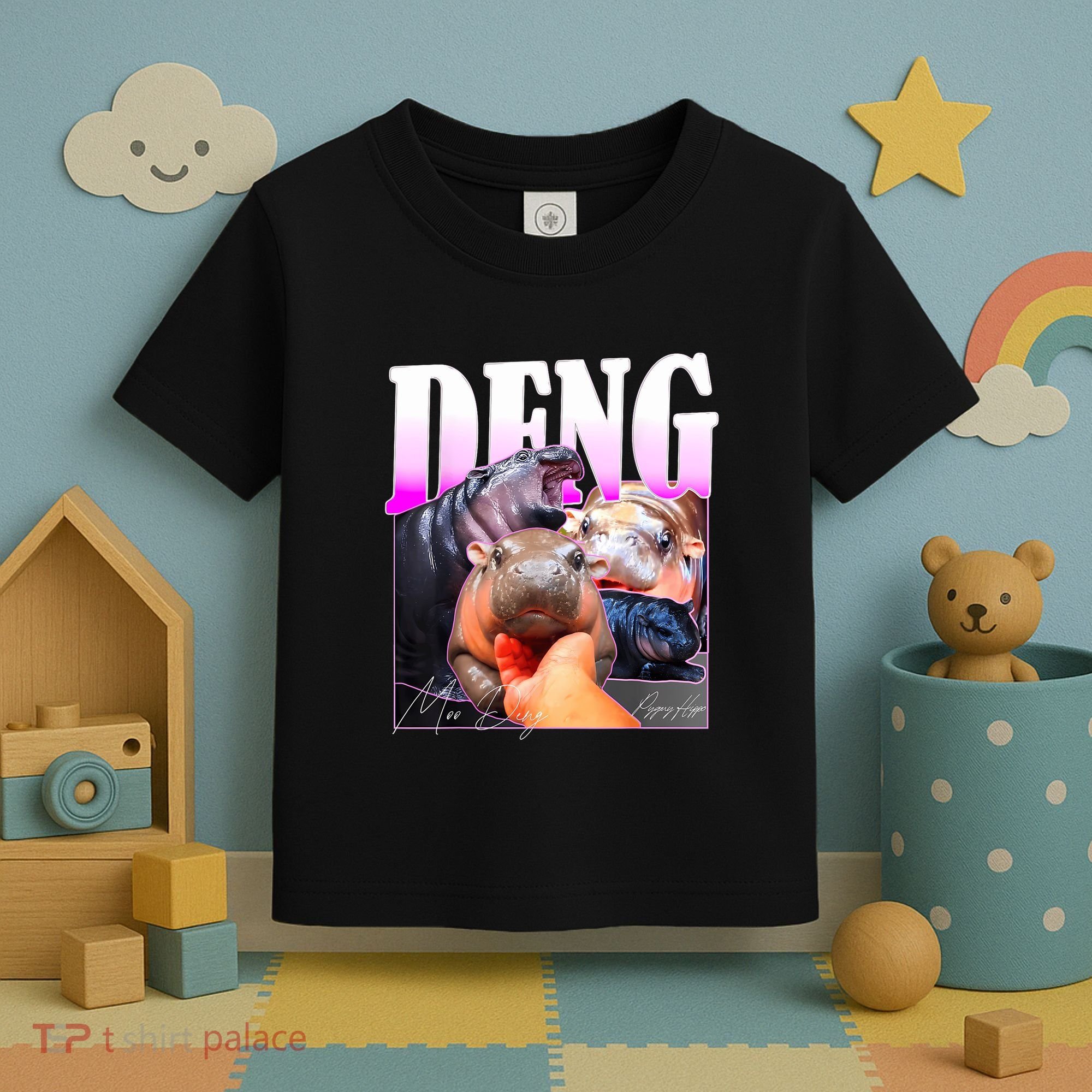 Moo Deng Hippo Baby Pygmy Funny Toddler T-Shirt