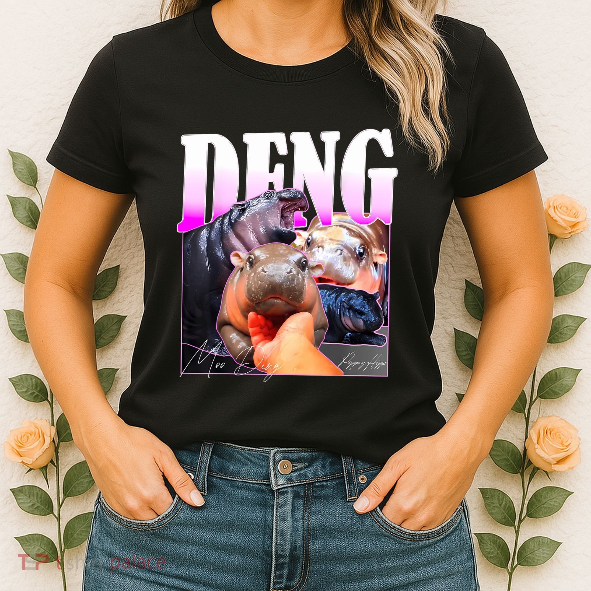 Moo Deng Hippo Baby Pygmy Funny Women's T-Shirt