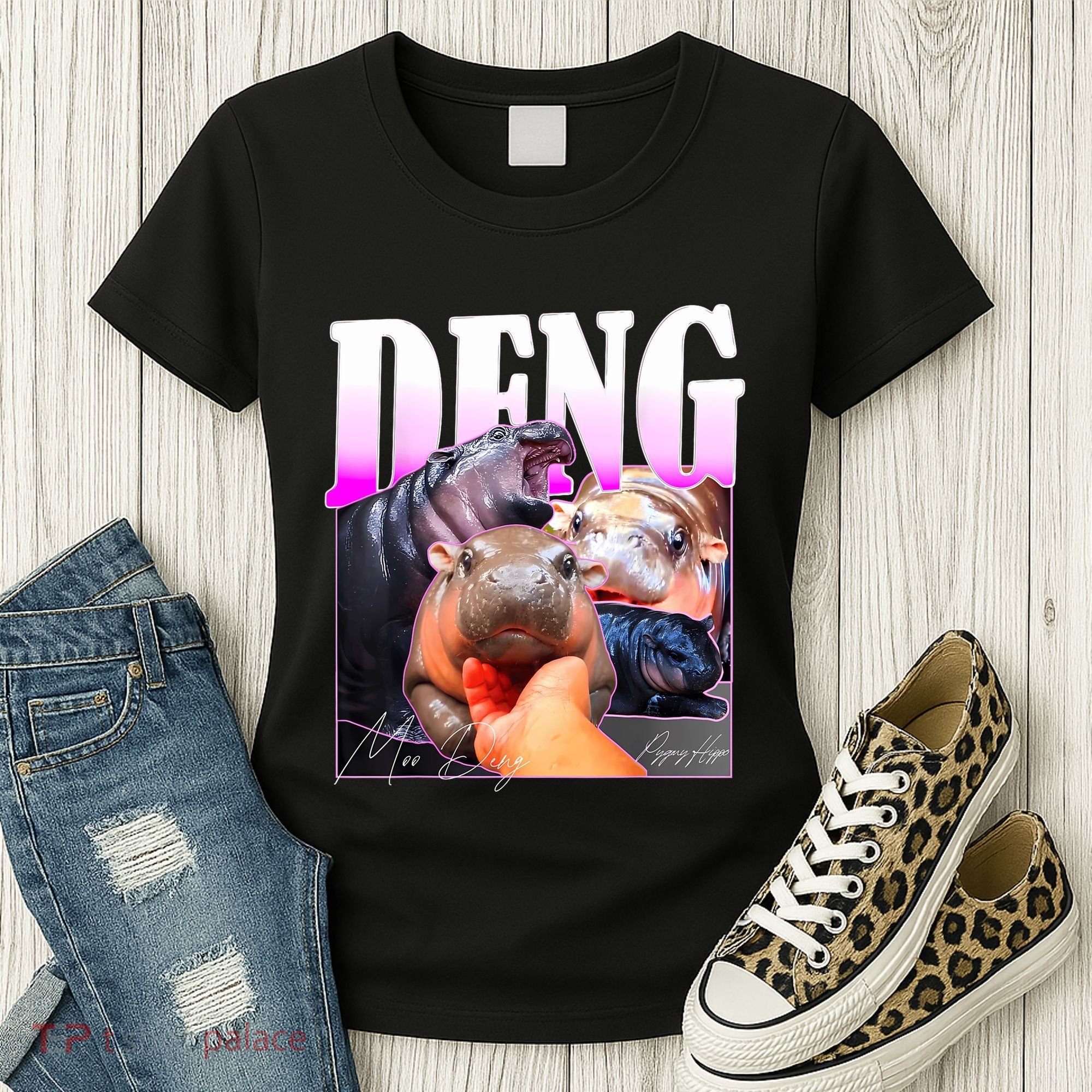 Moo Deng Hippo Baby Pygmy Funny Women's T-Shirt