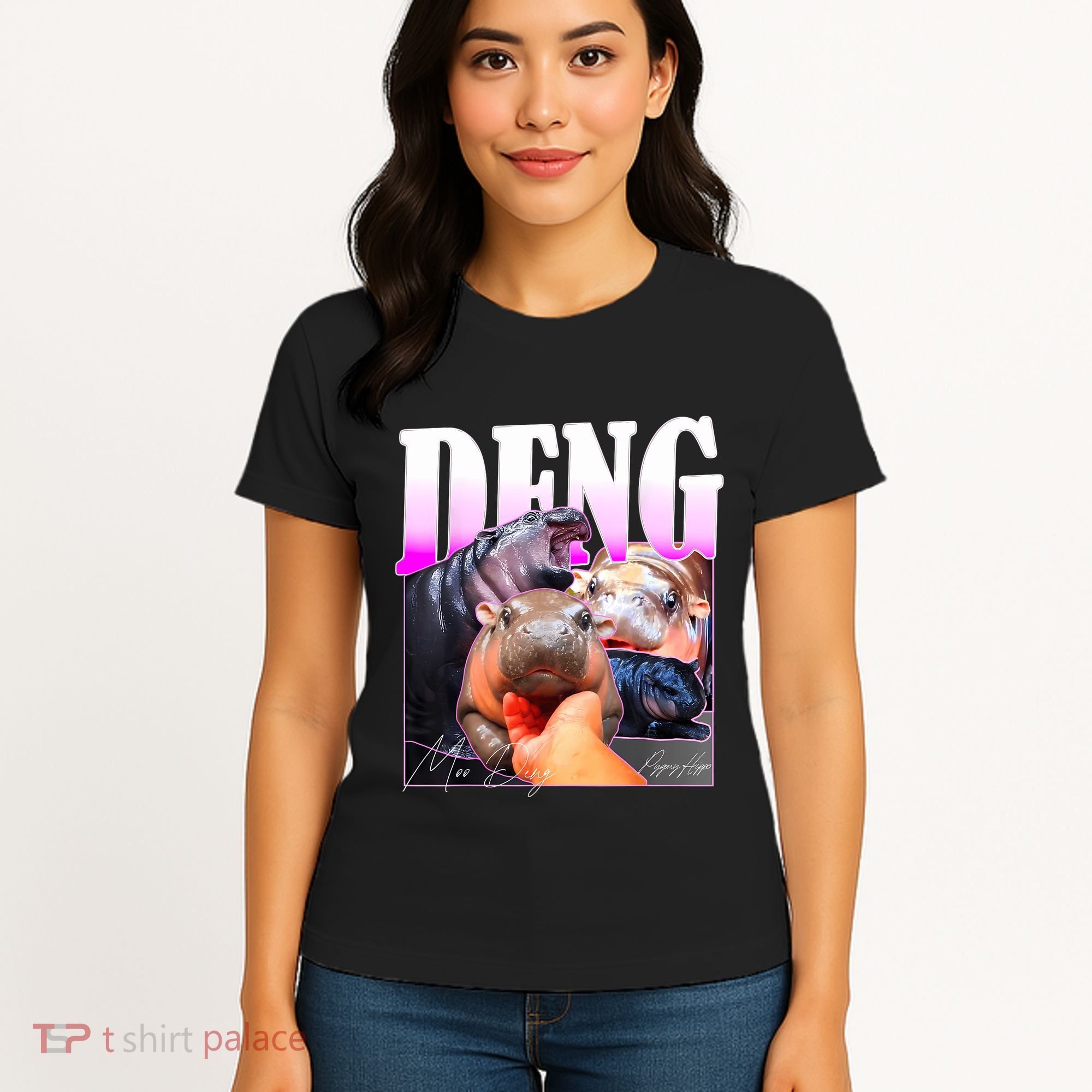 Moo Deng Hippo Baby Pygmy Funny Women's T-Shirt