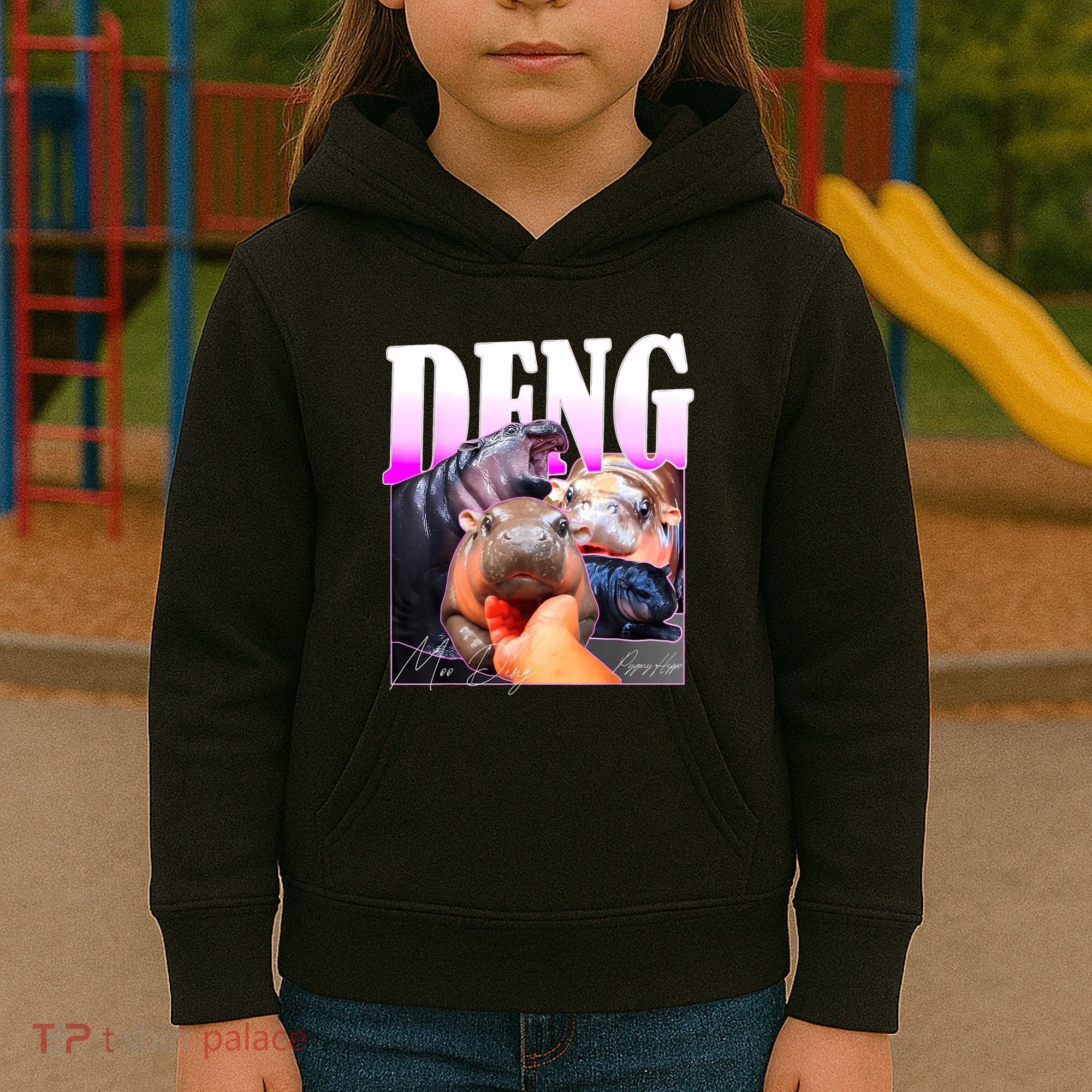 Moo Deng Hippo Baby Pygmy Funny Kids Hoodie