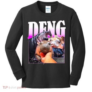 Moo Deng Hippo Baby Pygmy Funny Kids Long Sleeve Shirt