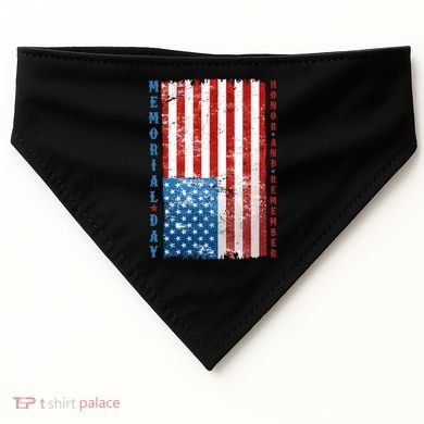 Memorial Day Honor And Remember Distressed USA American Flag USA-Made Doggie Bandana