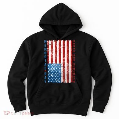 Memorial Day Honor And Remember Distressed USA American Flag Hoodie
