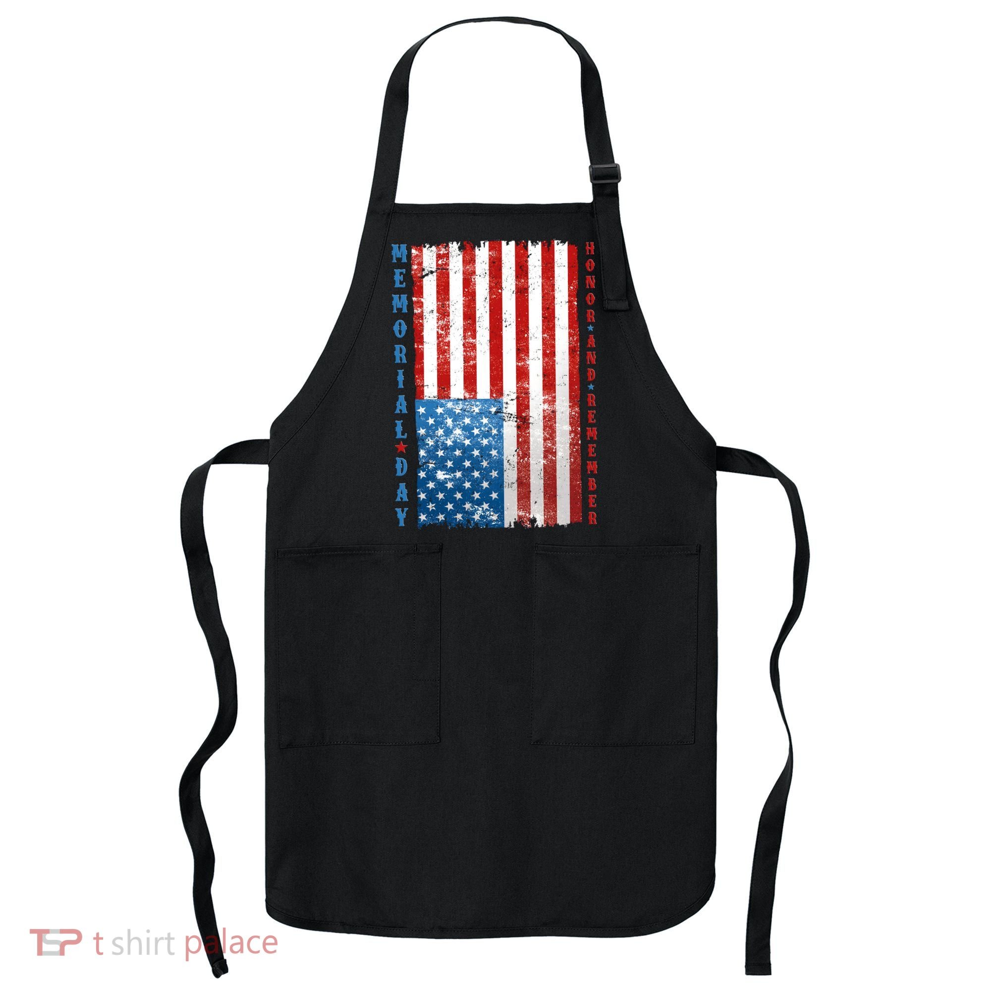 Memorial Day Honor And Remember Distressed USA American Flag Apron