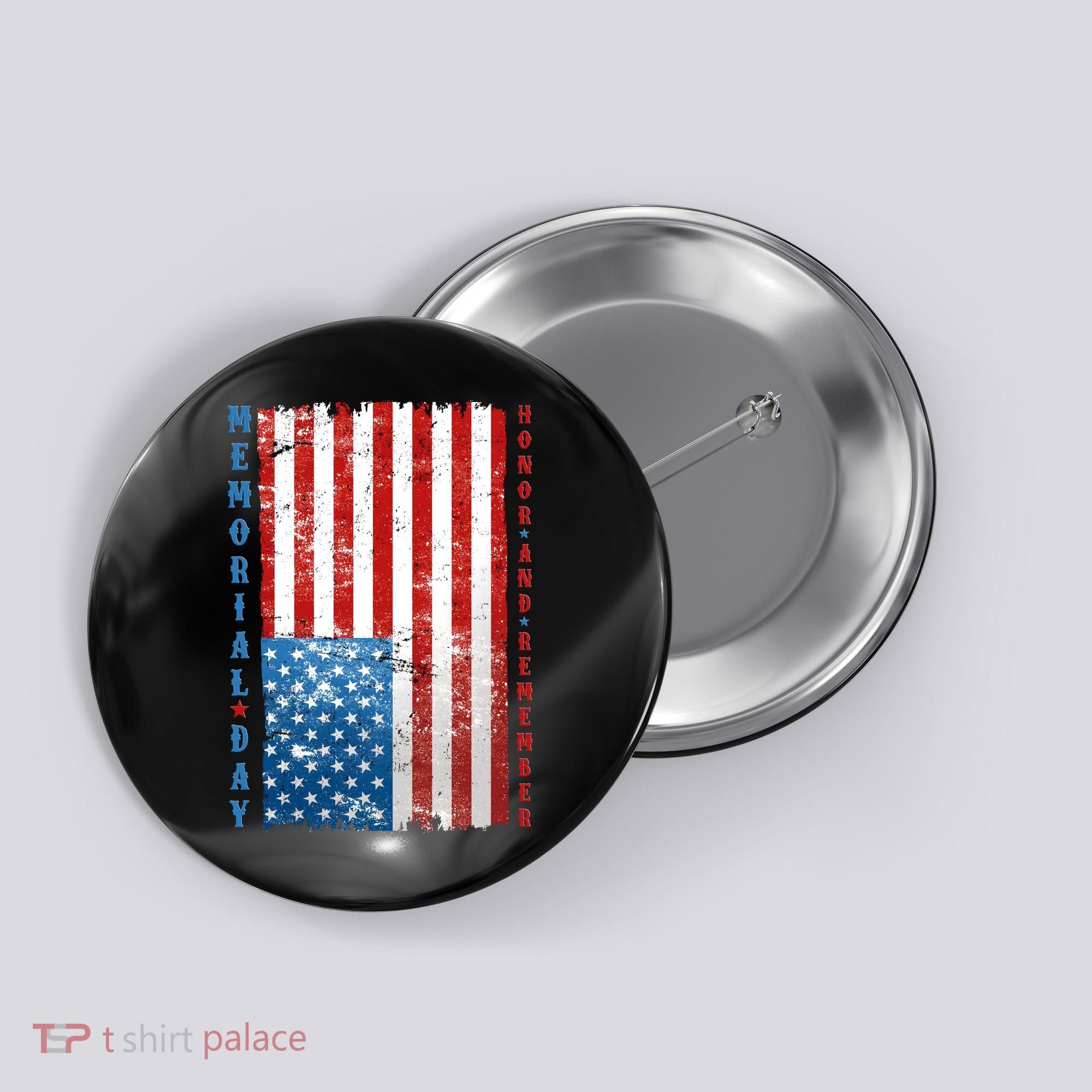 Memorial Day Honor And Remember Distressed USA American Flag Button