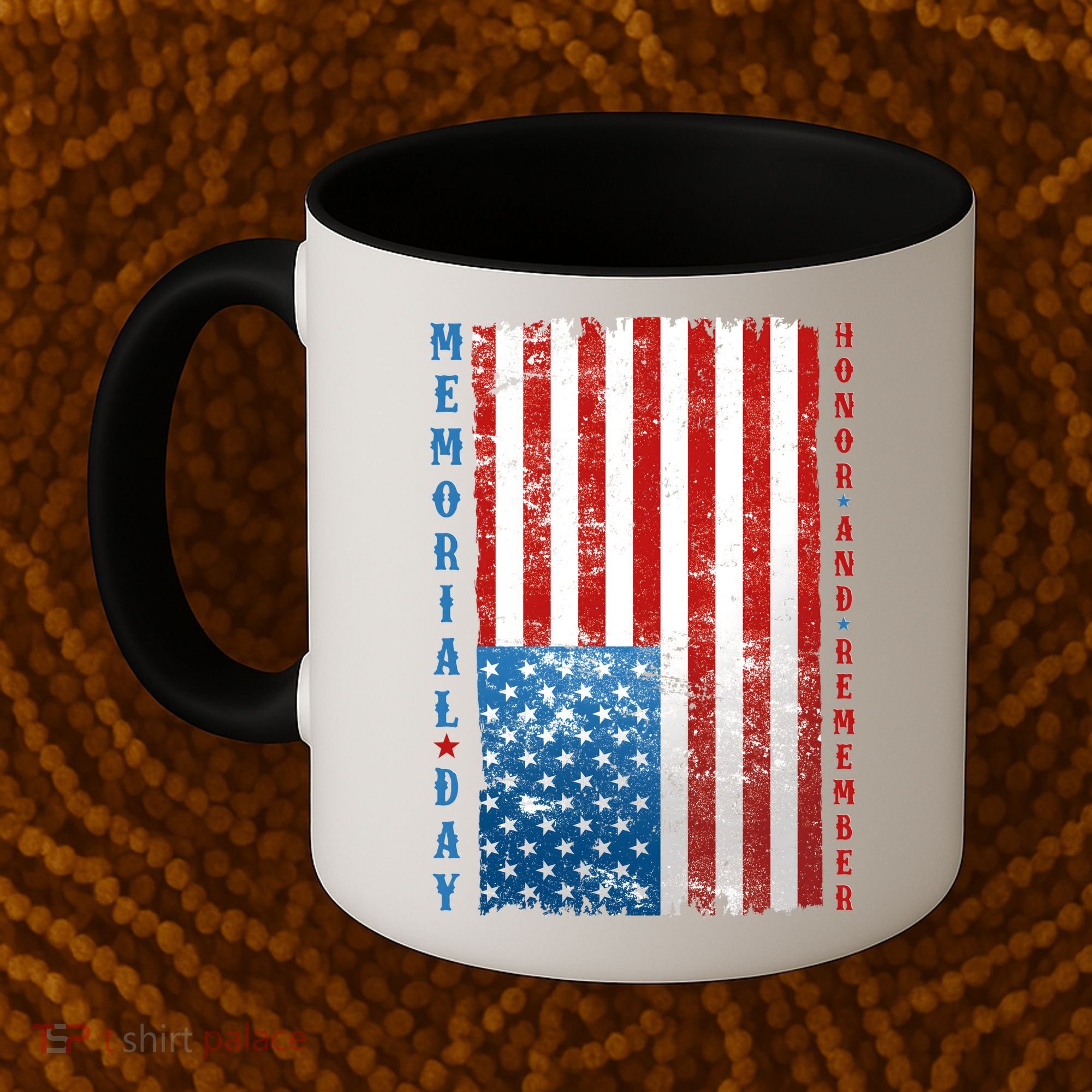 Memorial Day Honor And Remember Distressed USA American Flag Coffee Mug