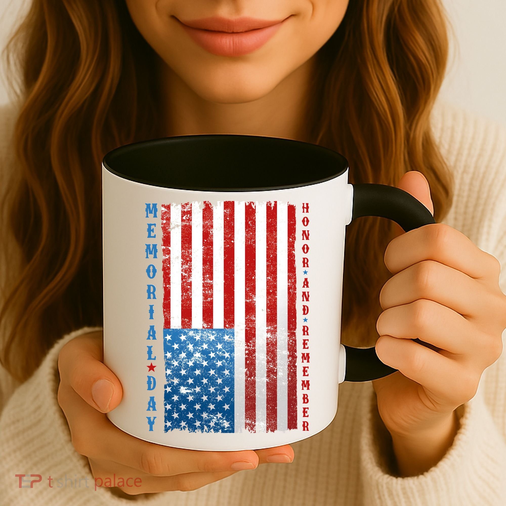 Memorial Day Honor And Remember Distressed USA American Flag Coffee Mug