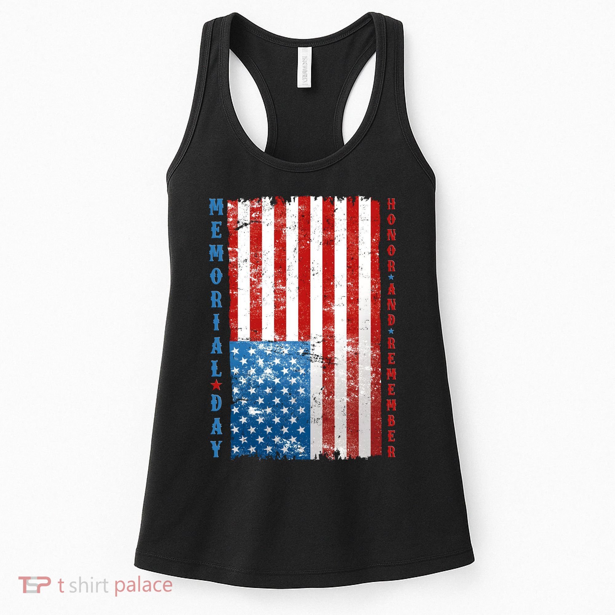 Memorial Day Honor And Remember Distressed USA American Flag Women's Tank Top