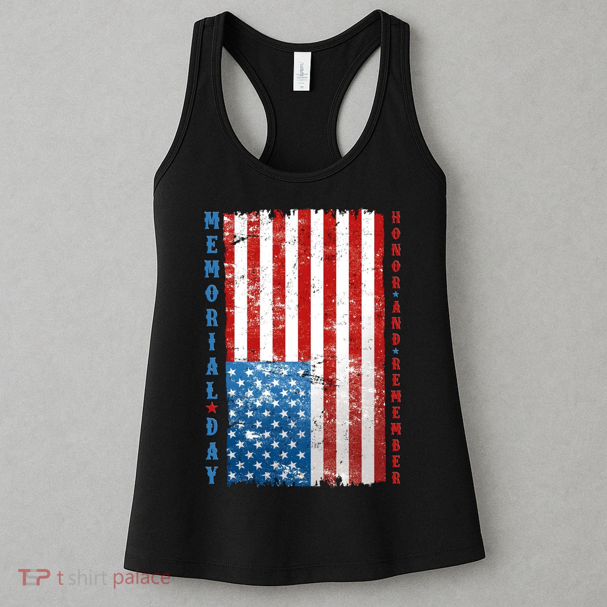 Memorial Day Honor And Remember Distressed USA American Flag Women's Tank Top
