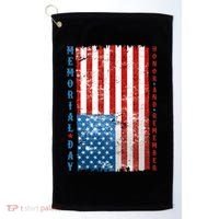 Memorial Day Honor And Remember Distressed USA American Flag Golf Towel thumb 0