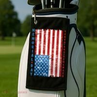 Memorial Day Honor And Remember Distressed USA American Flag Golf Towel thumb 2