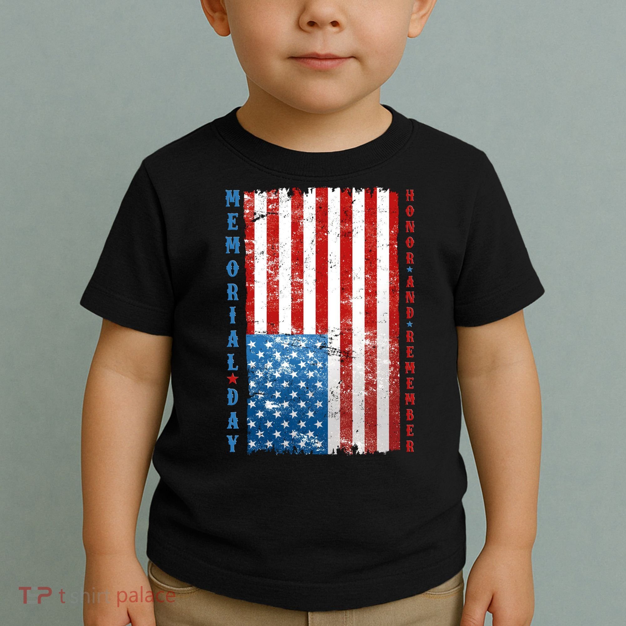 Memorial Day Honor And Remember Distressed USA American Flag Toddler T-Shirt