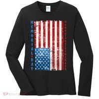 Memorial Day Honor And Remember Distressed USA American Flag Women's Long Sleeve Shirt thumb 0