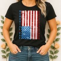 Memorial Day Honor And Remember Distressed USA American Flag Women's T-Shirt thumb 2