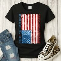 Memorial Day Honor And Remember Distressed USA American Flag Women's T-Shirt thumb 3
