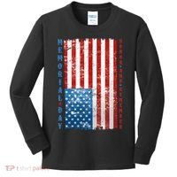 Memorial Day Honor And Remember Distressed USA American Flag Kids Long Sleeve Shirt thumb 0