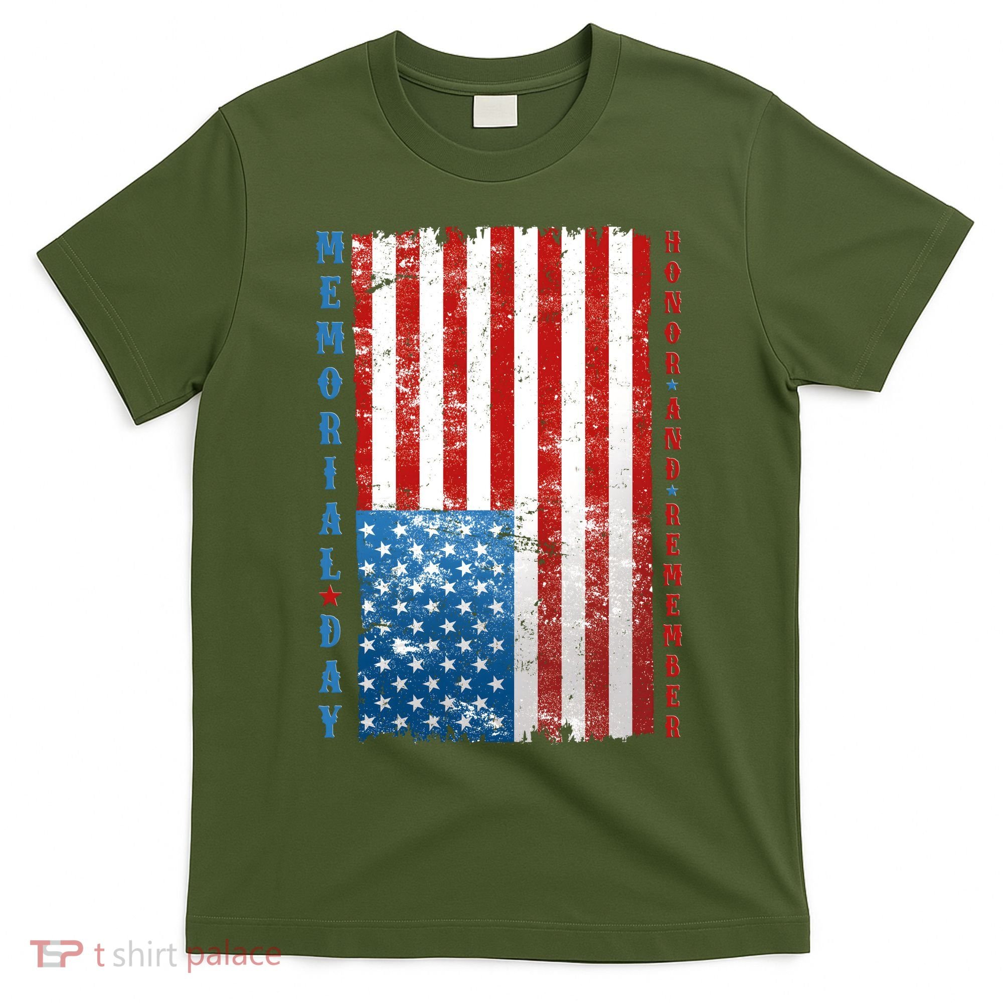 Memorial Day Honor And Remember Distressed USA American Flag T-Shirt