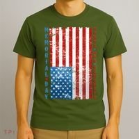 Memorial Day Honor And Remember Distressed USA American Flag T-Shirt thumb 3