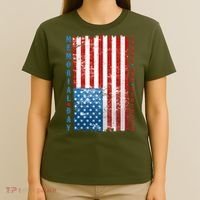 Memorial Day Honor And Remember Distressed USA American Flag T-Shirt thumb 4
