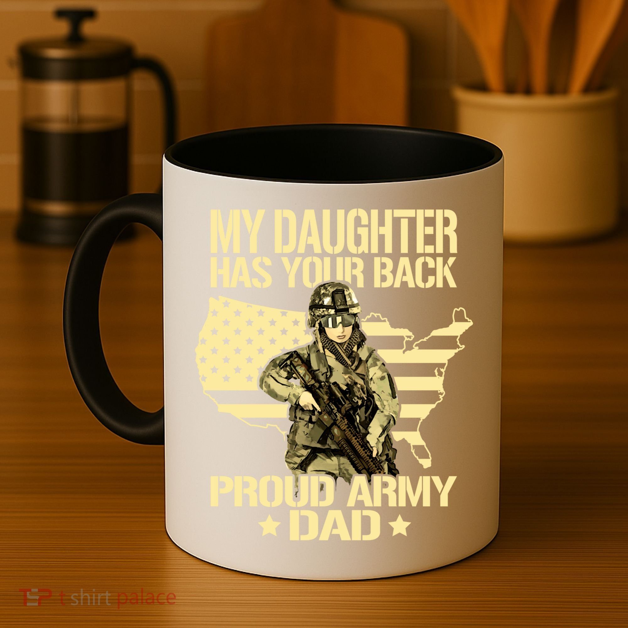 My Daughter Has Your Back Gift Proud Army Dad Military Father Gift Coffee Mug