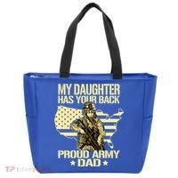 My Daughter Has Your Back Gift Proud Army Dad Military Father Gift Tote Bag thumb 0
